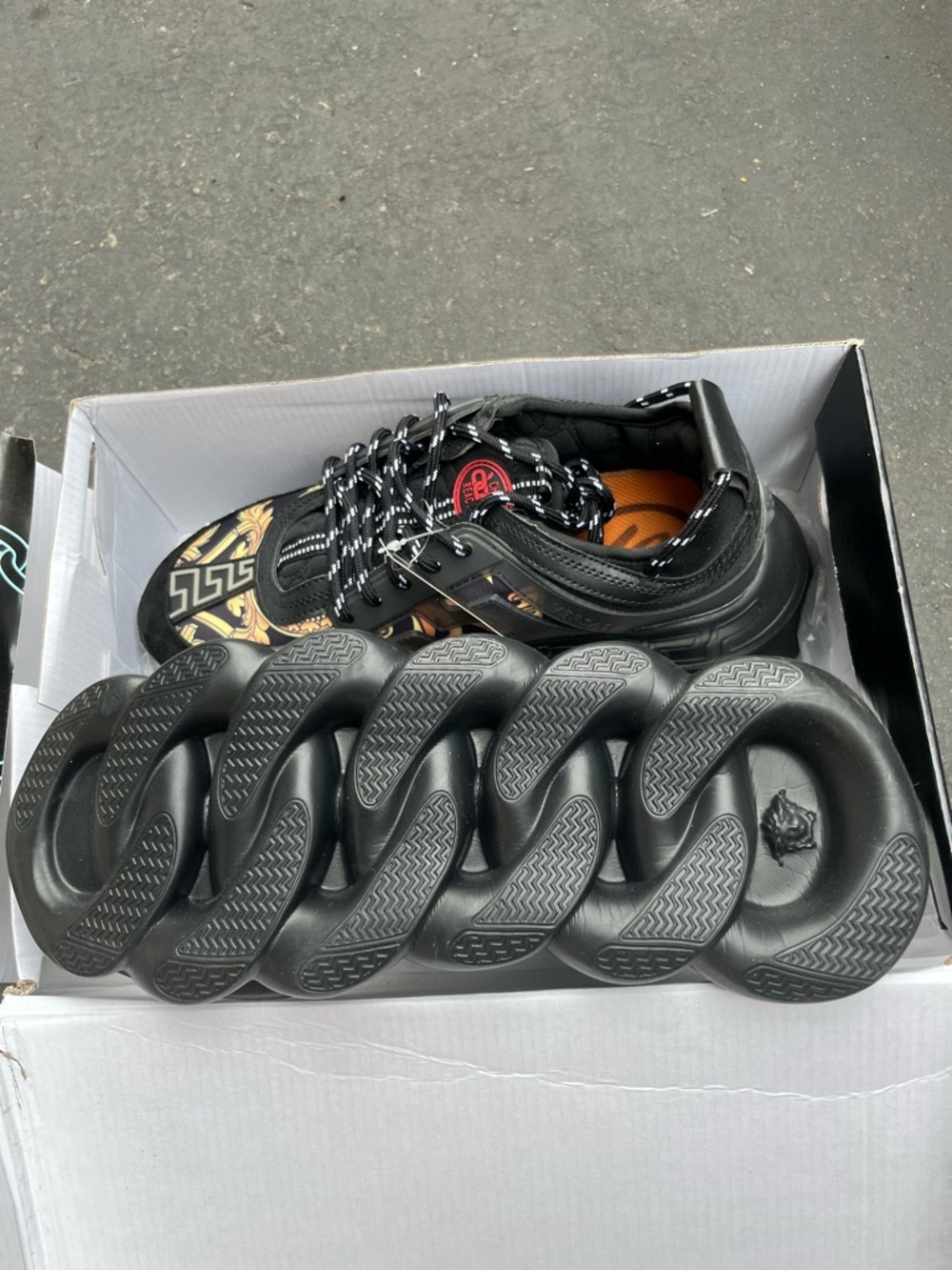 Versace Black and Gold Chain Reaction Sneakers - Picture 7 of 7